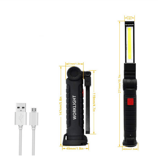 LED Flashlight - LED Flashlight Collapsible  Portable  Magnetic Base Hook