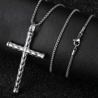Cross Pendant Necklace For Men Women  Jesus Christ Cross Charm Necklace Stainless Steel Box Chain Religion Jewelry KP677