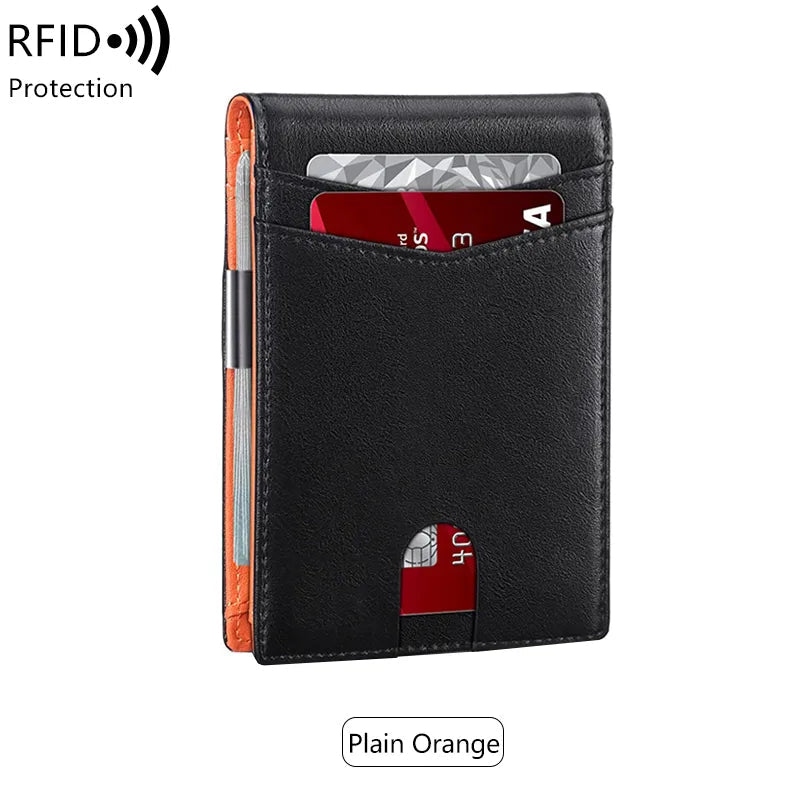 Minimalist RFID blocking multi-functional ultra-thin 12-card wallet, front pocket bi-fold solid color portable card holder-Shalav5