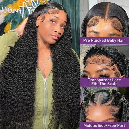 Loose Deep Wave Lace Frontal Wig Brazilian Curly Water Wave Glueless  Closure