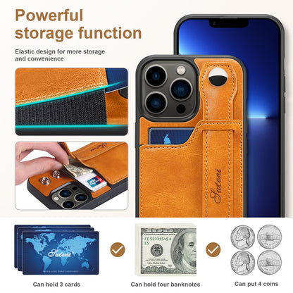 IPhone 14 Pro Max Case PU Leather Wallet Flip Cover Stand Feature With Wrist Strap And Credit Cards Pocket
