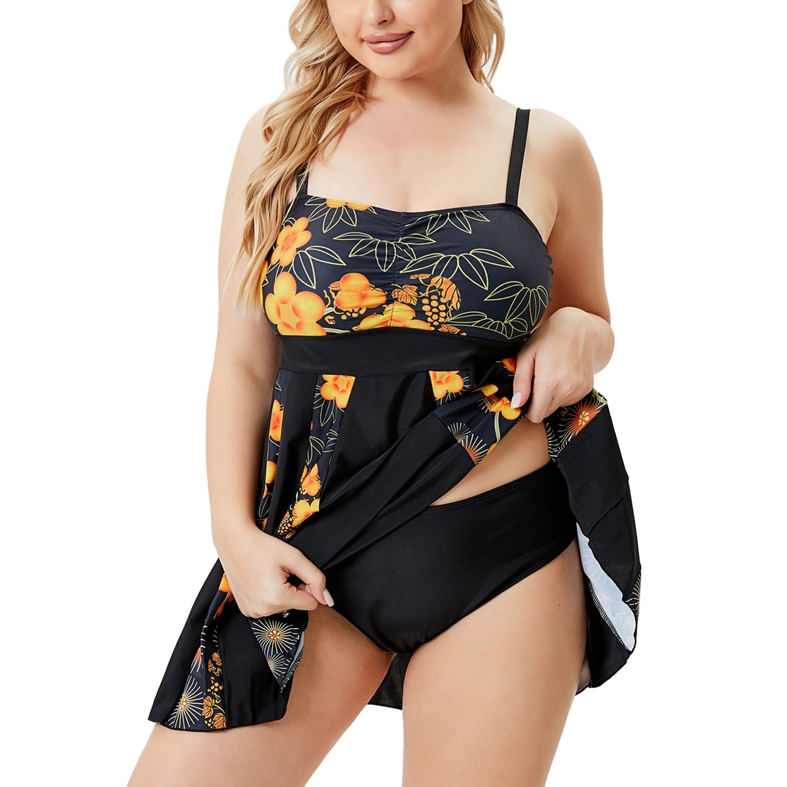 Plus Size Two Pieces Flower Print Summer Large Bathing Suits Sexy Bikini