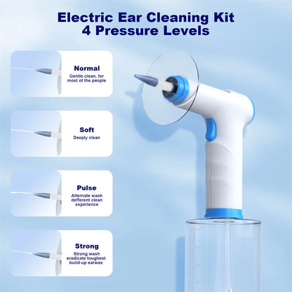 Ear Wax Removal Electric Ear Cleaning Kit with Light Ear Irrigation Kit with 4 Pressure Modes Safe and Effective Ear Flush Kit