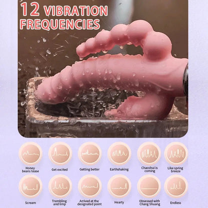 12 Vibration Modes Pink Vibrator For Women Tongue Licking Vibrating Anal Butt Plug TPE Sex Toy For Adult USB Charging Waterproof-Shalav5