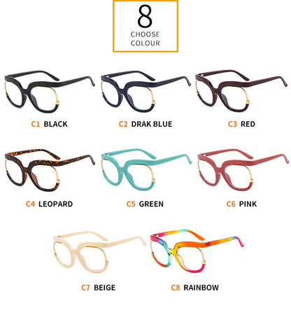 Rainbow Frame Eyeglasses Spectacle Frame Round Optical Glasses Unisex Oversized-Shalav5