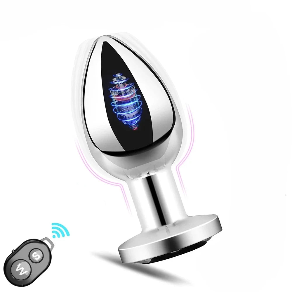 Silver electronic device with remote control on a white background