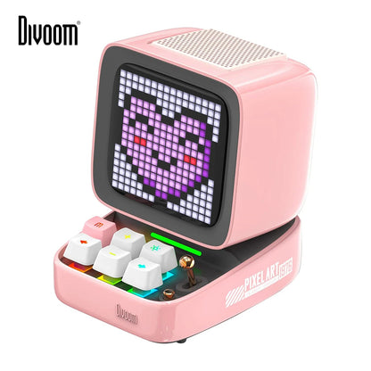 Retro Pixel Art Bluetooth Portable Speaker Alarm Clock DIY LED Display Board, Cute Gift