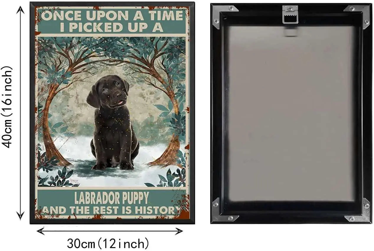 Tin Sign Chocolate Labrador Puppy Formerly Poster Chocolate Labrador Amorous Man Fun Dog Wall Art Creative Tin Sign