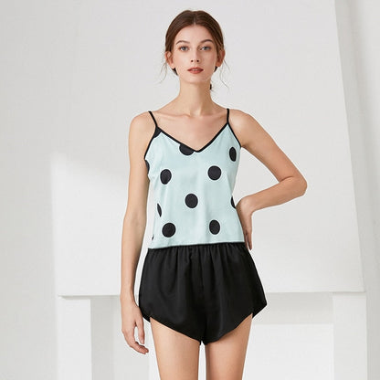 Lingerie - Women's Satin Pajama Sets Sexy Lingerie Sleepwear Polka Dot