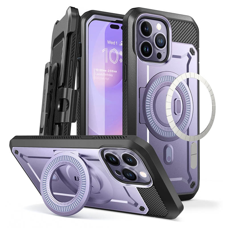 iPhone 14 Pro Max Case 6.7“ 2022 UB Pro Mag Full-Body Rugged Belt-Clip Case with Built-in Screen Protector Kickstand-Shalav5