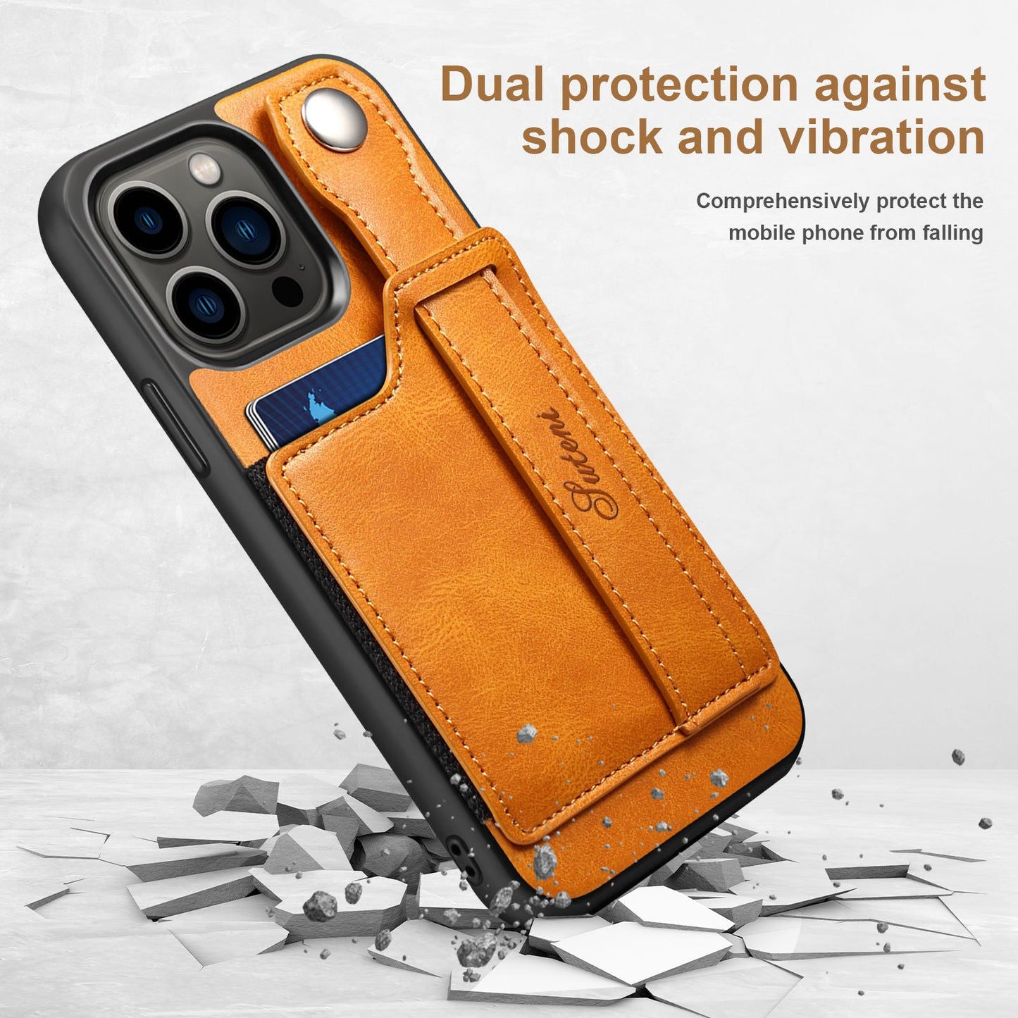 iPhone 14 Pro Max Case PU Leather Wallet Flip Cover Stand Feature with Wrist Strap and Credit Cards Pocket-Shalav5