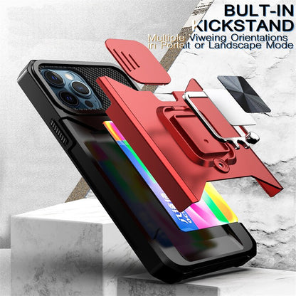 Mobile Phone Cases - IPhone 14 Series Armor Kickstand Card Cases For IPhone 14 Plus  14 Pro Max  Protection Cover