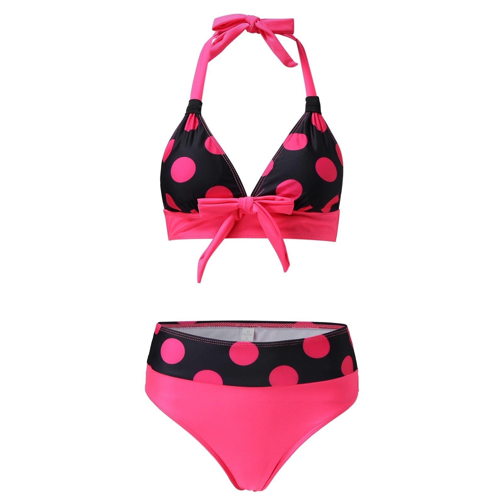Plus Size Polka Dot Print High-waisted Bikini Sets Swimsuit Women Sexy Bow-knot-Shalav5