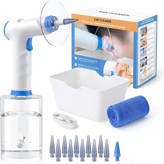 Ear Wax Removal Electric Ear Cleaning Kit with Light Ear Irrigation Kit with 4 Pressure Modes Safe and Effective Ear Flush Kit