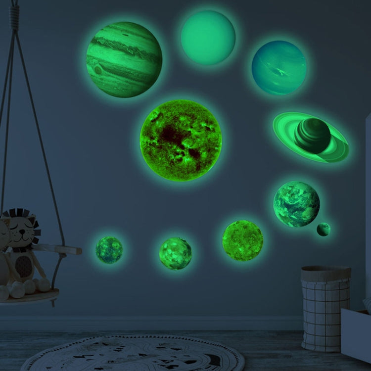 E wall Planet Solar System Fluorescent Wall Stickers Room Bedroom Luminous Wall Stickers