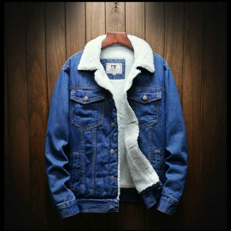 Men Winter Wool Liner Jean Jackets Outerwear Warm Denim Coats