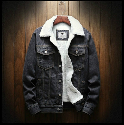 Men Winter Wool Liner Jean Jackets Outerwear Warm Denim Coats