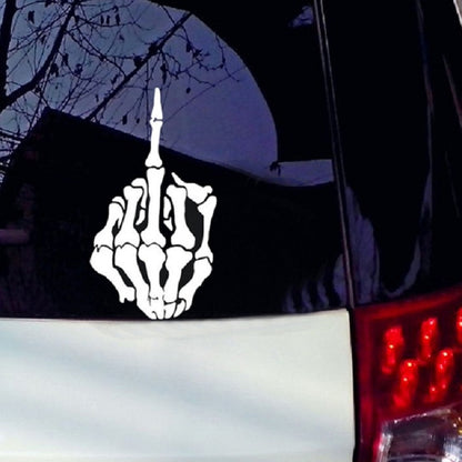 10 PCS Anti-High Beam Car Sticker Middle Finger Despise Reflective Car Sticker Bones Motorcycle Sticker