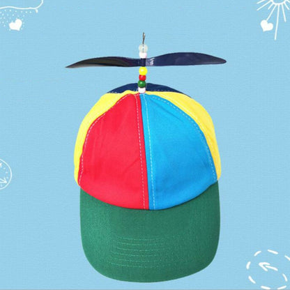 Color-block Children Baseball Cap Peaked Cap with Propeller, Random Color Delivery