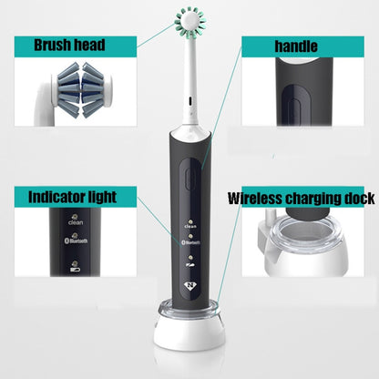 Wireless Rechargeable Waterproof Electric Toothbrush Rotary Brush Head