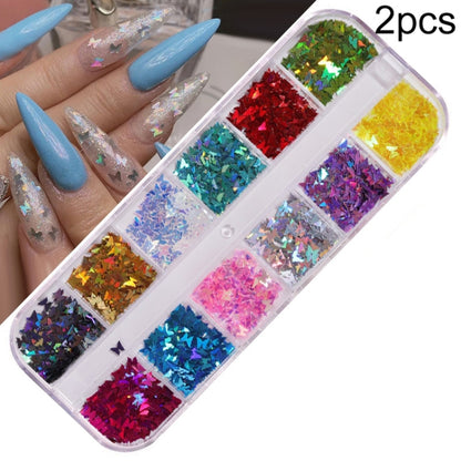 2 PCS Nail Art Butterfly Laser Symphony Sequins