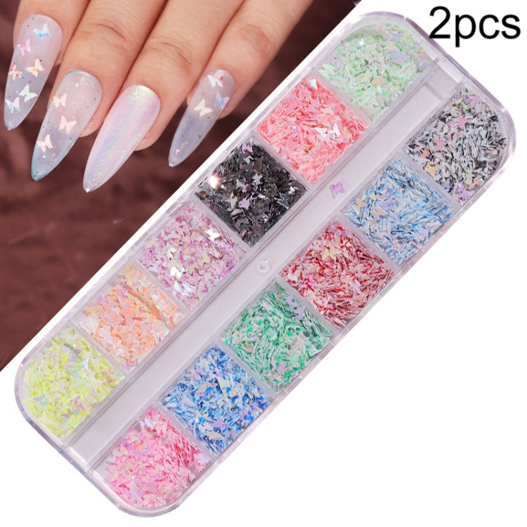 2 PCS Nail Art Butterfly Laser Symphony Sequins