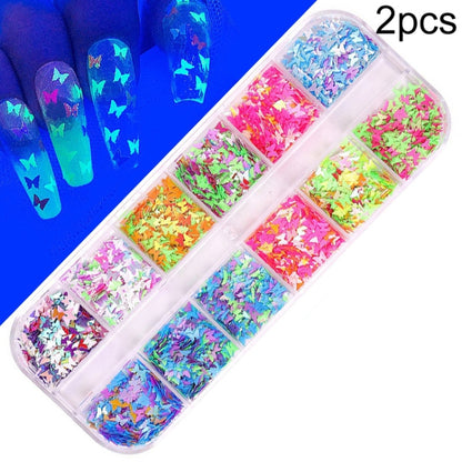 2 PCS Nail Art Butterfly Laser Symphony Sequins