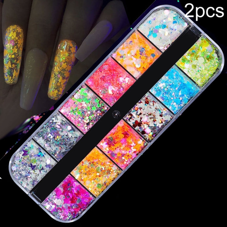 2 PCS Nail Art Butterfly Laser Symphony Sequins