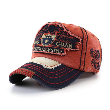 YANG GUAN Eagle Pattern Embroidered Washed Baseball Cap Sun Protection Cap