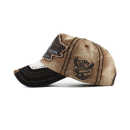 YANG GUAN Eagle Pattern Embroidered Washed Baseball Cap Sun Protection Cap