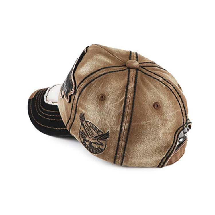 YANG GUAN Eagle Pattern Embroidered Washed Baseball Cap Sun Protection Cap