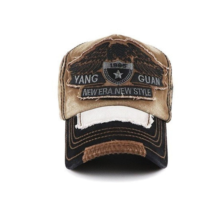 YANG GUAN Eagle Pattern Embroidered Washed Baseball Cap Sun Protection Cap