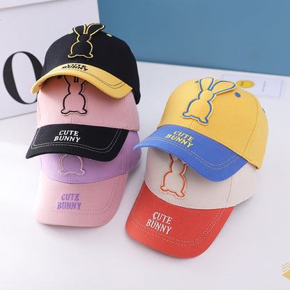 C0477 Cartoon Long-Eared Rabbit Pattern Baby Baseball Hat Children Peaked Cap