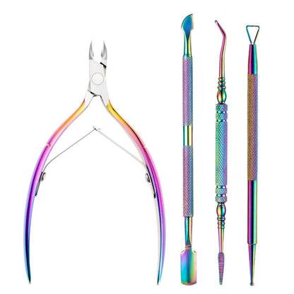 FABIYAN Stainless Steel Dead Skin Shear Steel Push Nail Art Tool Set, Specification: Set 3