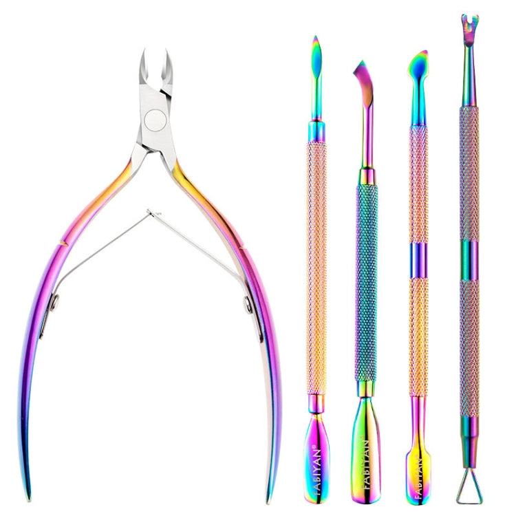 FABIYAN Stainless Steel Dead Skin Shear Steel Push Nail Art Tool Set, Specification: Set 3