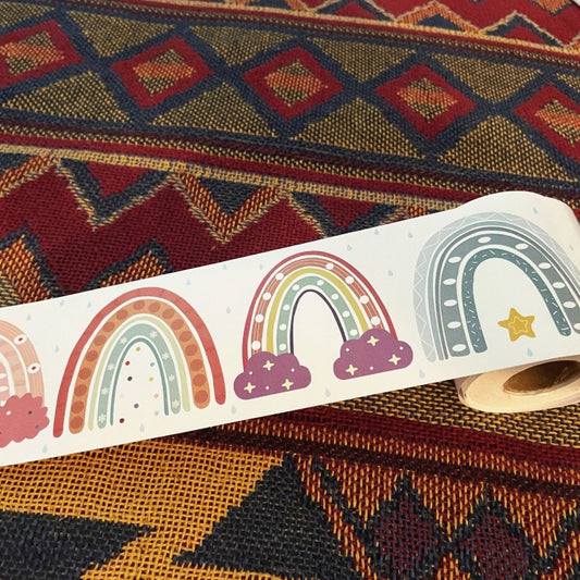 CM2107018 Border Sticker Blackboard Rainbow Sticker Bohemian Sticker, 20mx7.6cm