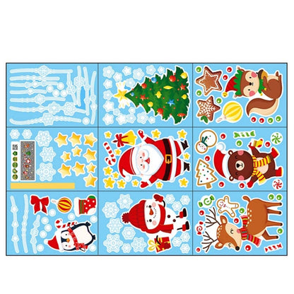 Cartoon Christmas Window Stickers Show Window Living Room StaticChristmas Decoration Wall Stickers