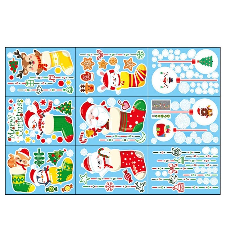 Cartoon Christmas Window Stickers Show Window Living Room StaticChristmas Decoration Wall Stickers