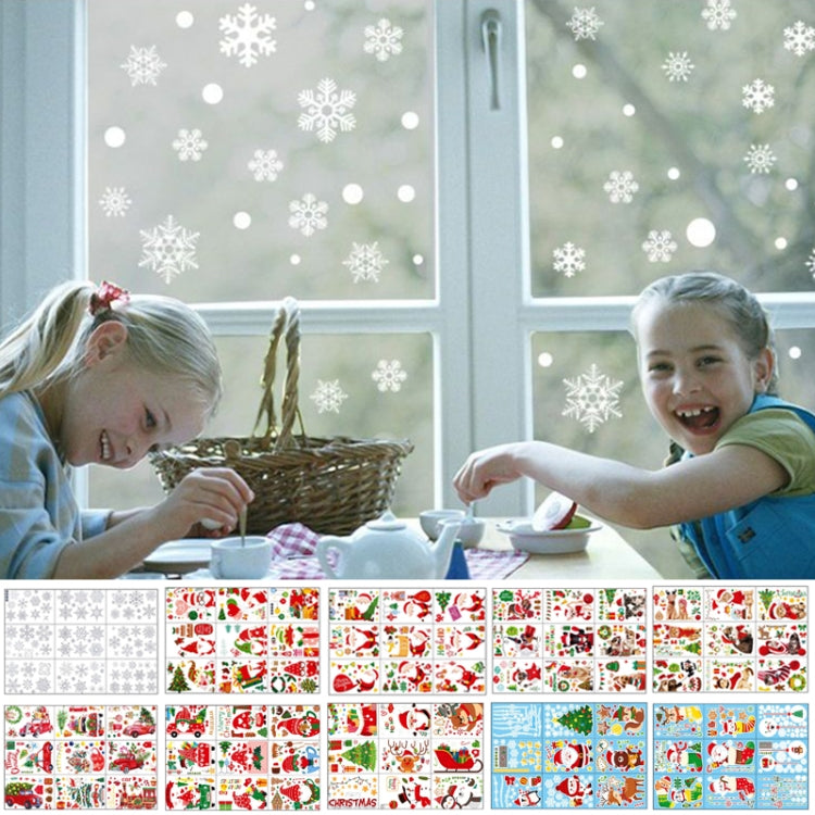 Cartoon Christmas Window Stickers Show Window Living Room StaticChristmas Decoration Wall Stickers