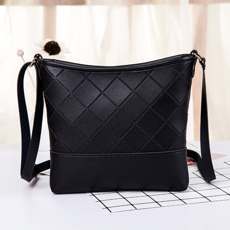 Embossed Checkered Shoulder Bucket Bag Crossbody Mobile Phone Bag