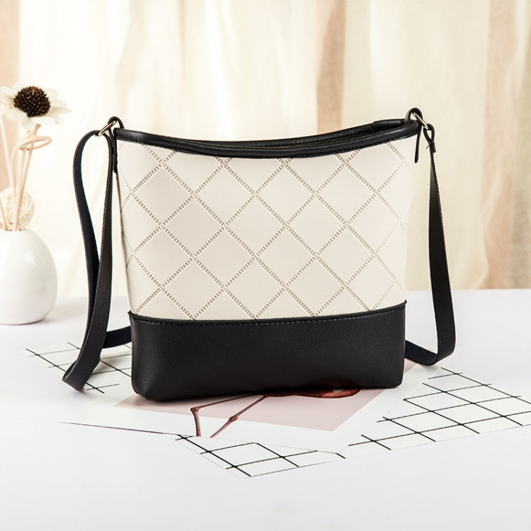 Embossed Checkered Shoulder Bucket Bag Crossbody Mobile Phone Bag