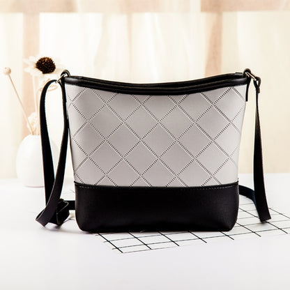 Embossed Checkered Shoulder Bucket Bag Crossbody Mobile Phone Bag