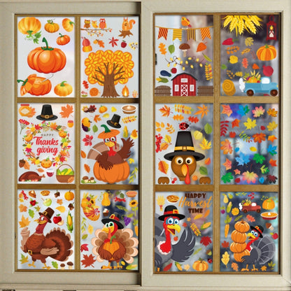 10 PCS Thanksgiving Turkey Sticker Static Sticker Glass Window Decoration Wall Sticker