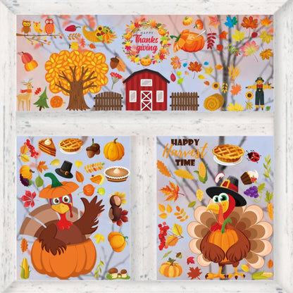 10 PCS Thanksgiving Turkey Sticker Static Sticker Glass Window Decoration Wall Sticker