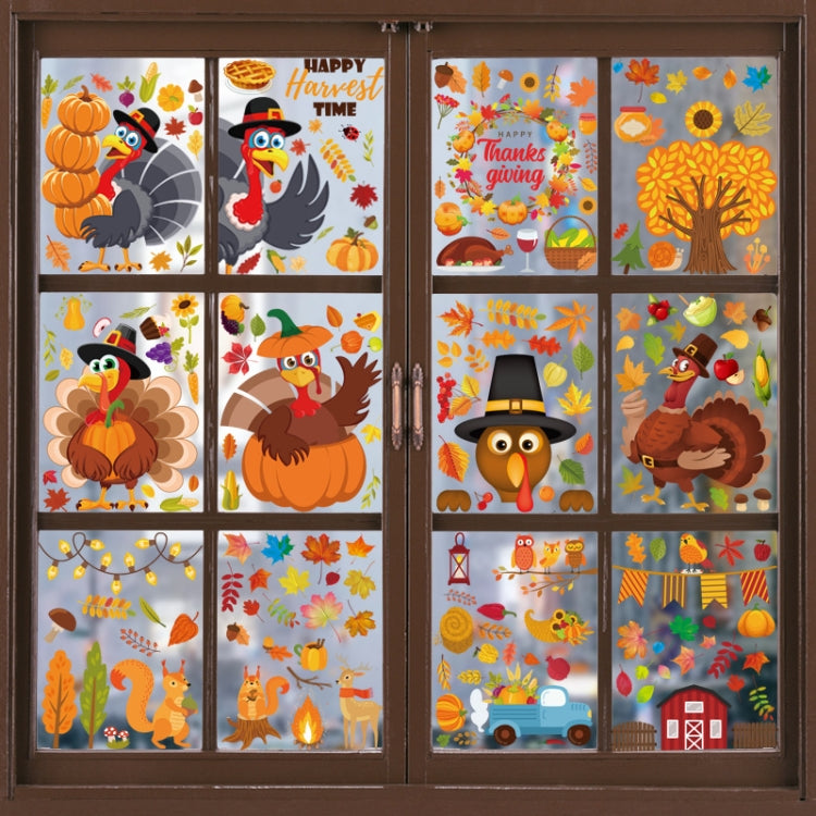 10 PCS Thanksgiving Turkey Sticker Static Sticker Glass Window Decoration Wall Sticker