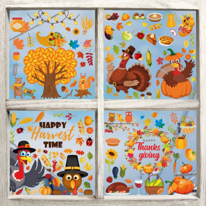 10 PCS Thanksgiving Turkey Sticker Static Sticker Glass Window Decoration Wall Sticker