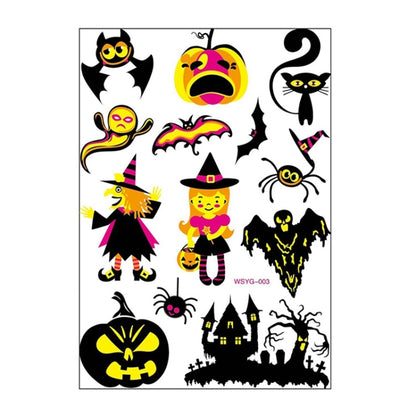 Halloween Fluorescent Children Water Transfer Sticker Cartoon Animal Tattoo Sticker