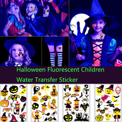 Halloween Fluorescent Children Water Transfer Sticker Cartoon Animal Tattoo Sticker