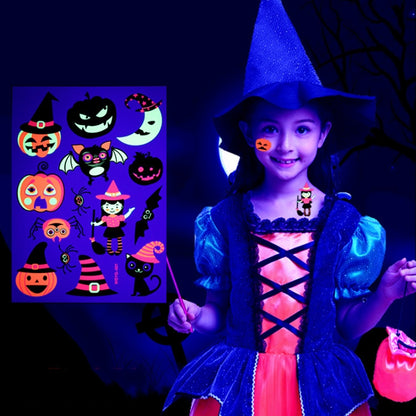 Halloween Fluorescent Children Water Transfer Sticker Cartoon Animal Tattoo Sticker