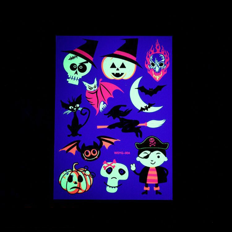 Halloween Fluorescent Children Water Transfer Sticker Cartoon Animal Tattoo Sticker